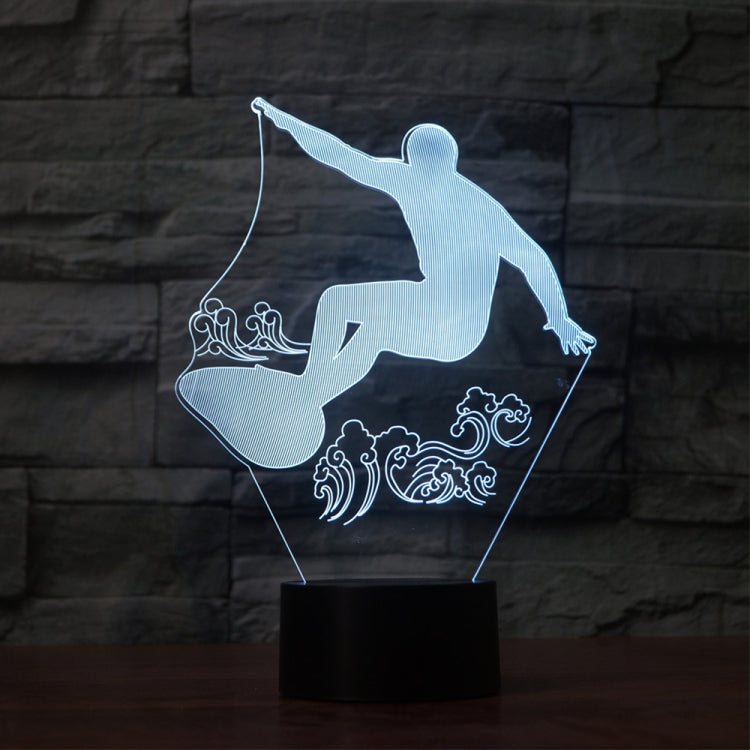 Lampada da tavolo LED 3D a forma di surf con ricarica touch