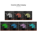 Lampada da tavolo con luce di visione a LED colorata 3D a forma di elefante, versione con telecomando a 16 colori, 16 Colors Remote Control Version