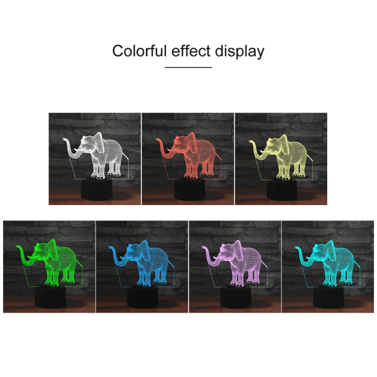 Lampada da tavolo con luce di visione a LED colorata 3D a forma di elefante, versione con telecomando a 16 colori, 16 Colors Remote Control Version