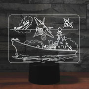 Lampada da tavolo LED 3D a forma di aeroplani USB touch
