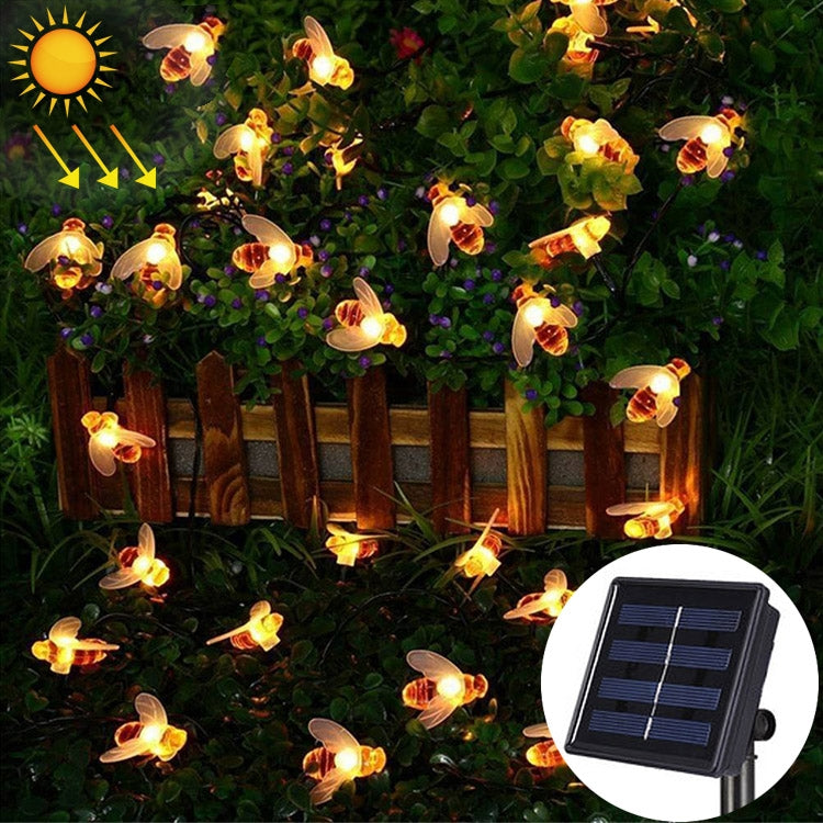 Lampada da fata decorativa a forma di stringa decorativa da giardino per esterni bianca calda alimentata ad energia solare da 6,5 m e 30 LED con pannello solare da 100 mA / 1,2 V, 30 LEDs