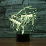 Lampada da tavolo con luce di visione a LED colorata 3D a forma di pianoforte, versione USB e batteria, USB & Battery Version