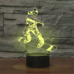 Lampada da tavolo con luce di visione a LED colorata 3D a forma di Skate Boy, versione touch di ricarica, Charging Touch Version