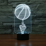 Luce notturna decorativa a LED 3D creativa con base nera da basket, alimentata tramite USB e batteria, Powered by USB and Battery