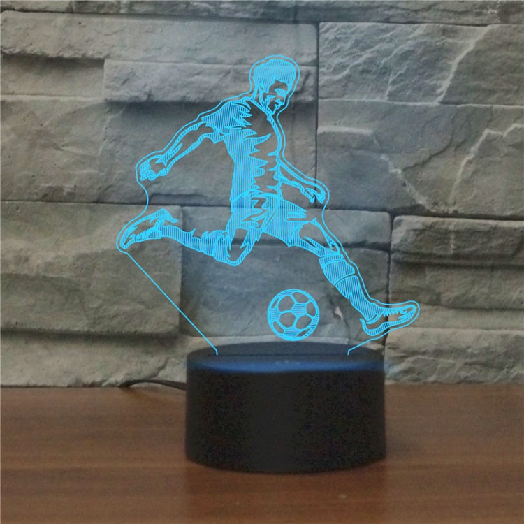Gioca a calcio Lampada notturna decorativa a LED creativa 3D con base nera, alimentata tramite USB e batteria, Powered by USB and Battery