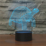 Luce notturna decorativa LED 3D creativa con base nera tartaruga, alimentata tramite USB e batteria, Powered by USB and Battery