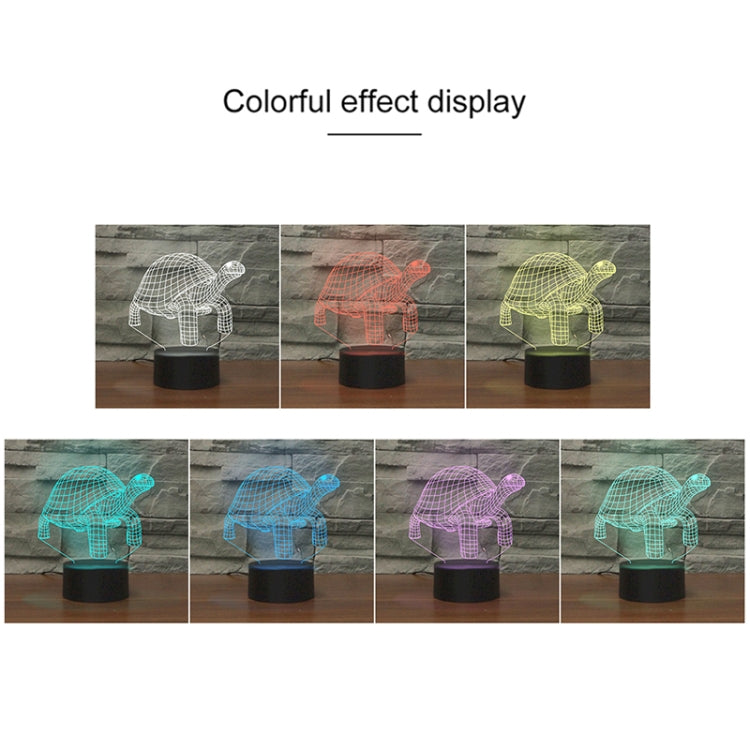 Luce notturna decorativa LED 3D creativa con base nera tartaruga, alimentata tramite USB e batteria, Powered by USB and Battery