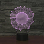 Luce notturna decorativa a LED 3D creativa con base nera girasole, versione USB con pulsante a sfioramento, USB with Touch Button Version