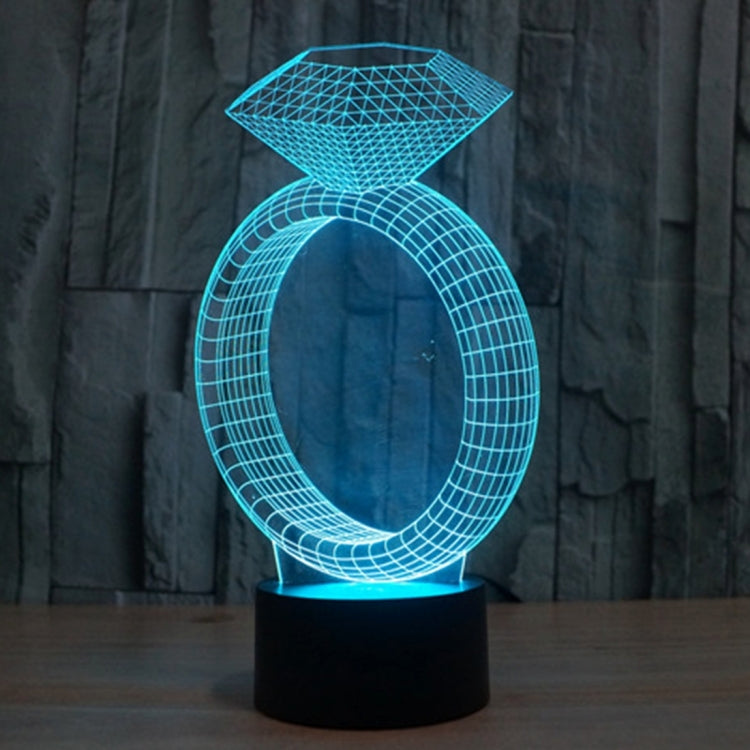 Lampada da scrivania con lampada stereo visiva creativa a 7 colori, luce notturna, Diamond Ring Style