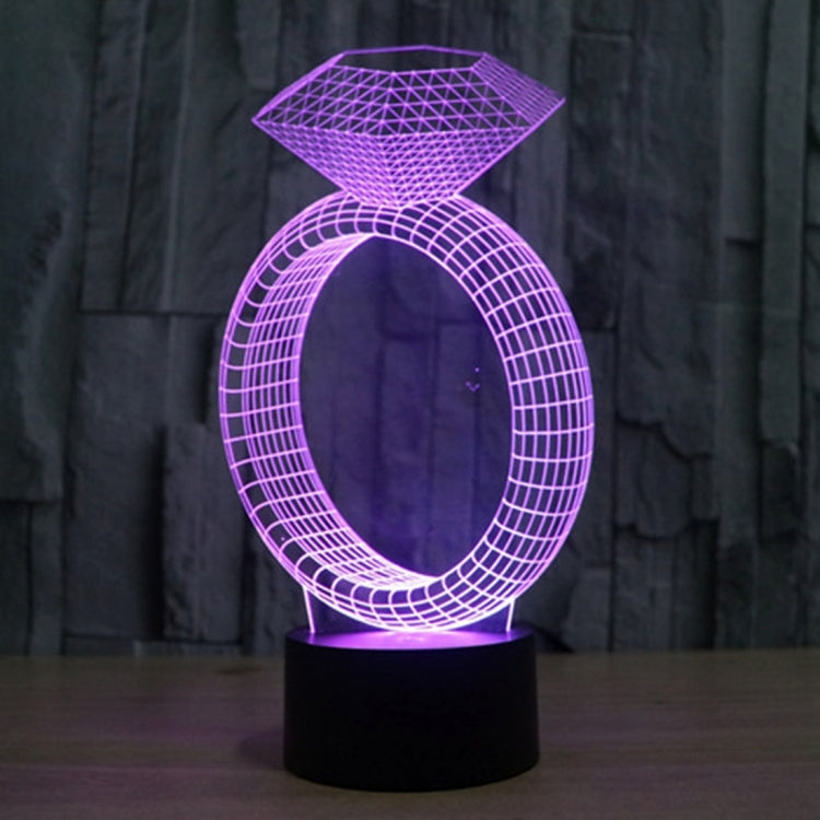 Lampada da scrivania con lampada stereo visiva creativa a 7 colori, luce notturna, Diamond Ring Style