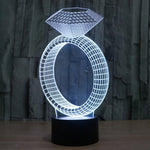 Lampada da scrivania con lampada stereo visiva creativa a 7 colori, luce notturna, Diamond Ring Style
