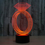 Lampada da scrivania con lampada stereo visiva creativa a 7 colori, luce notturna, Diamond Ring Style