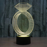 Lampada da scrivania con lampada stereo visiva creativa a 7 colori, luce notturna, Diamond Ring Style