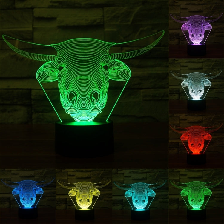 Lampada da scrivania con lampada stereo visiva creativa a 7 colori, luce notturna, Cow Style