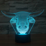 Lampada da scrivania con lampada stereo visiva creativa a 7 colori, luce notturna, Cow Style