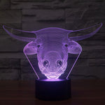 Lampada da scrivania con lampada stereo visiva creativa a 7 colori, luce notturna, Cow Style