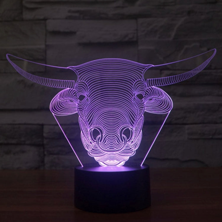 Lampada da scrivania con lampada stereo visiva creativa a 7 colori, luce notturna, Cow Style