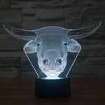 Lampada da scrivania con lampada stereo visiva creativa a 7 colori, luce notturna, Cow Style