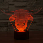 Lampada da scrivania con lampada stereo visiva creativa a 7 colori, luce notturna, Cow Style