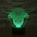 Lampada da scrivania con lampada stereo visiva creativa a 7 colori, luce notturna, Cow Style