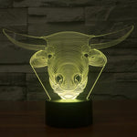 Lampada da scrivania con lampada stereo visiva creativa a 7 colori, luce notturna, Cow Style