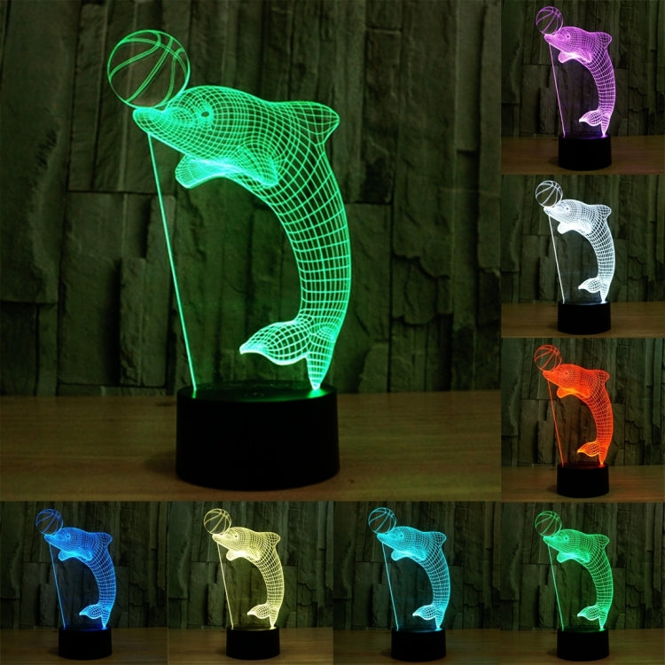 Lampada da scrivania con lampada stereo visiva creativa a 7 colori, luce notturna, Dolphin Heading the Ball Style