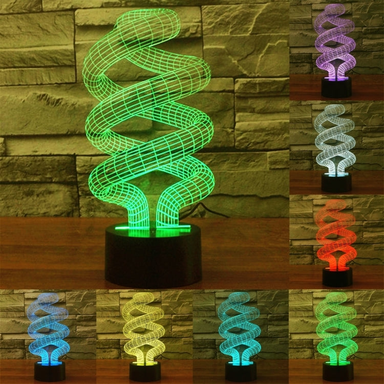 Lampada da scrivania con lampada stereo visiva creativa a 7 colori, luce notturna, Spiral Style