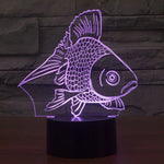 Lampada da scrivania con lampada stereo visiva creativa a 7 colori, luce notturna, Goldfish Style
