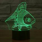 Lampada da scrivania con lampada stereo visiva creativa a 7 colori, luce notturna, Goldfish Style