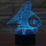 Lampada da scrivania con lampada stereo visiva creativa a 7 colori, luce notturna, Goldfish Style