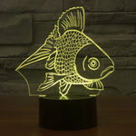 Lampada da scrivania con lampada stereo visiva creativa a 7 colori, luce notturna, Goldfish Style