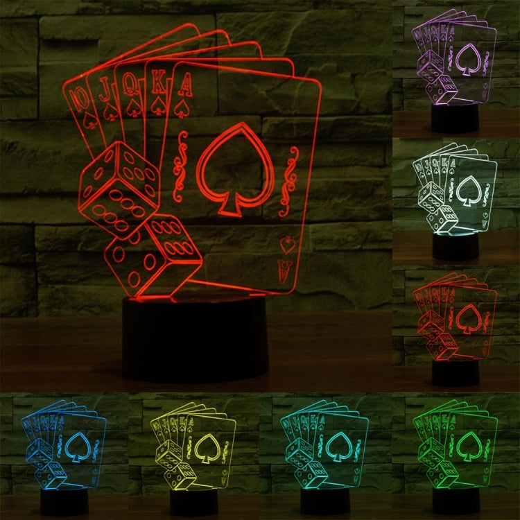Lampada da scrivania con lampada stereo visiva creativa a 7 colori, luce notturna, Poker Style