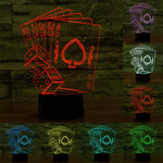Lampada da scrivania con lampada stereo visiva creativa a 7 colori, luce notturna, Poker Style