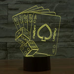 Lampada da scrivania con lampada stereo visiva creativa a 7 colori, luce notturna, Poker Style