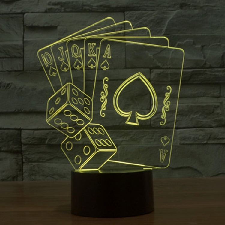 Lampada da scrivania con lampada stereo visiva creativa a 7 colori, luce notturna, Poker Style