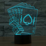 Lampada da scrivania con lampada stereo visiva creativa a 7 colori, luce notturna, Poker Style