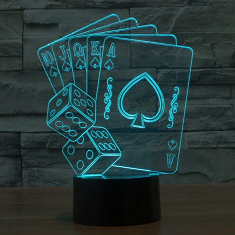 Lampada da scrivania con lampada stereo visiva creativa a 7 colori, luce notturna, Poker Style