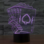 Lampada da scrivania con lampada stereo visiva creativa a 7 colori, luce notturna, Poker Style
