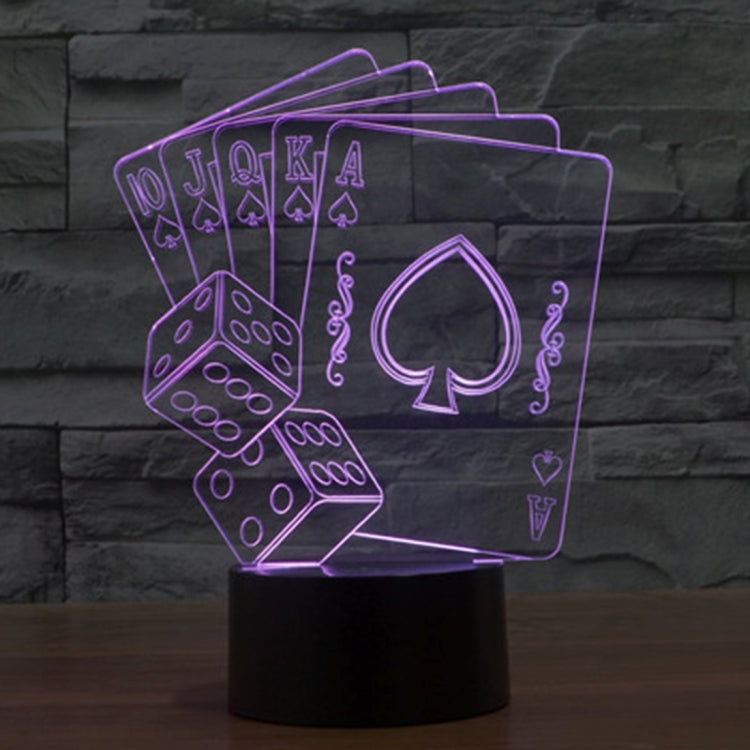 Lampada da scrivania con lampada stereo visiva creativa a 7 colori, luce notturna, Poker Style