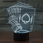 Lampada da scrivania con lampada stereo visiva creativa a 7 colori, luce notturna, Poker Style