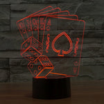 Lampada da scrivania con lampada stereo visiva creativa a 7 colori, luce notturna, Poker Style