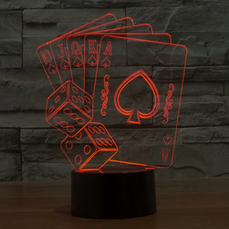 Lampada da scrivania con lampada stereo visiva creativa a 7 colori, luce notturna, Poker Style