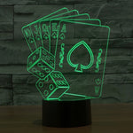 Lampada da scrivania con lampada stereo visiva creativa a 7 colori, luce notturna, Poker Style