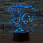 Lampada da scrivania con lampada stereo visiva creativa a 7 colori, luce notturna, Poker Style
