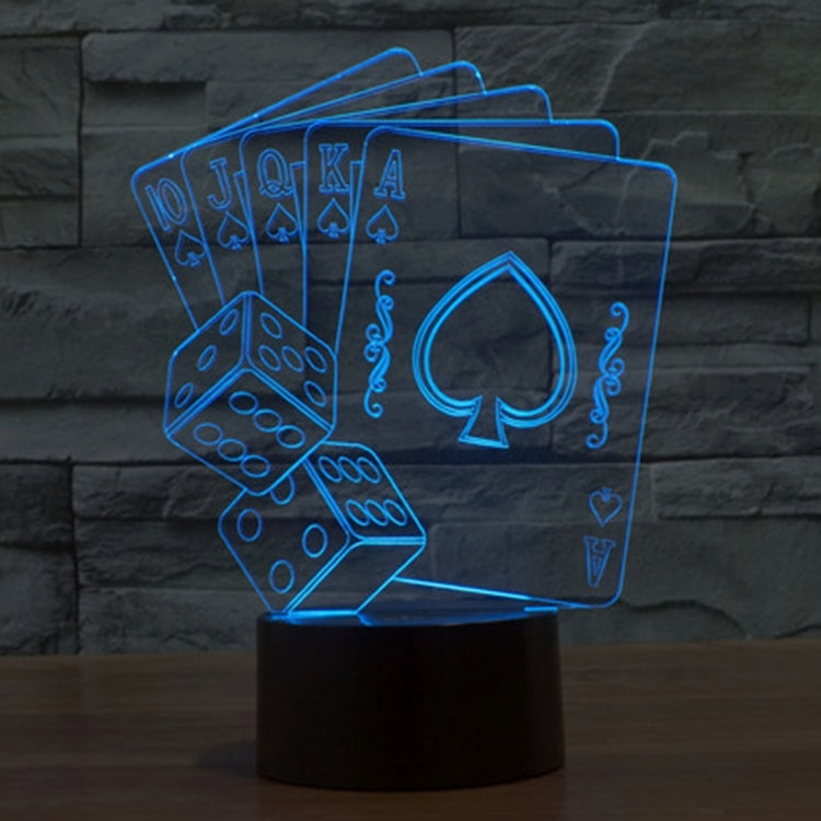 Lampada da scrivania con lampada stereo visiva creativa a 7 colori, luce notturna, Poker Style