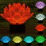Lampada da scrivania con lampada stereo visiva creativa a 7 colori, luce notturna, Lotus Style