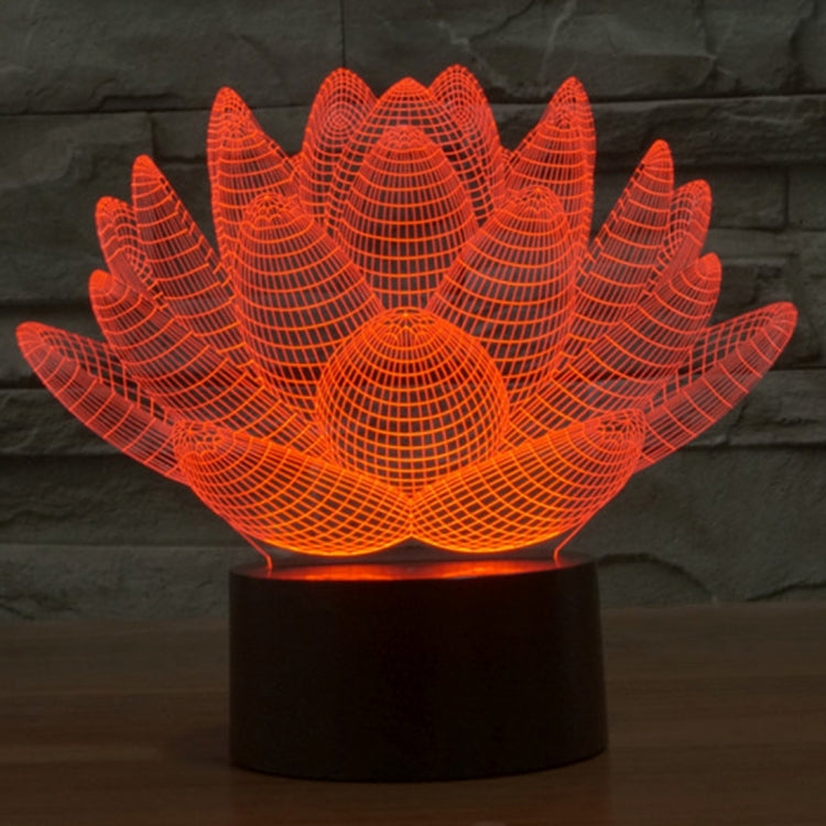 Lampada da scrivania con lampada stereo visiva creativa a 7 colori, luce notturna, Lotus Style