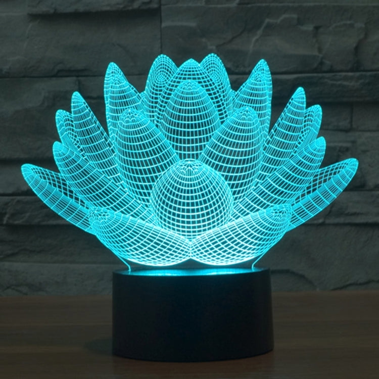 Lampada da scrivania con lampada stereo visiva creativa a 7 colori, luce notturna, Lotus Style