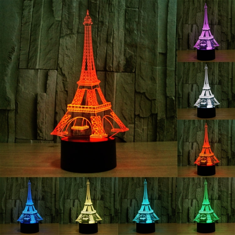Lampada da scrivania con lampada stereo visiva creativa a 7 colori, luce notturna, Eiffel Tower Style