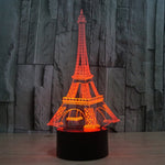 Lampada da scrivania con lampada stereo visiva creativa a 7 colori, luce notturna, Eiffel Tower Style